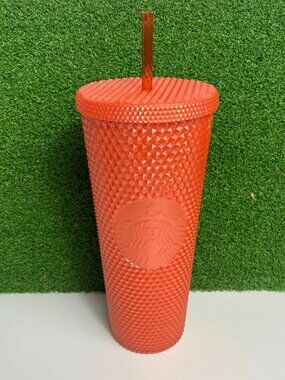 Starbucks 2022 Orange Pearl Studded Venti Cold Tumbler Coffee Tea Cup